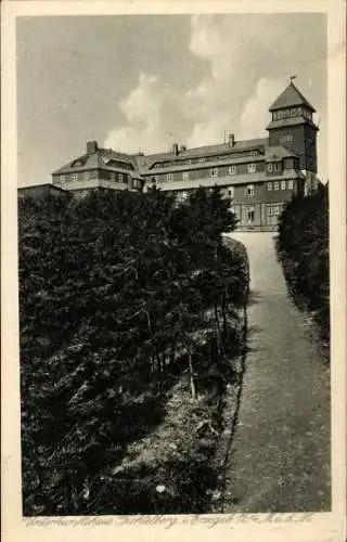 Ak Oberwiesenthal im Erzgebirge, Fichtelberg, Fichtelberghaus, Unterkunftshaus