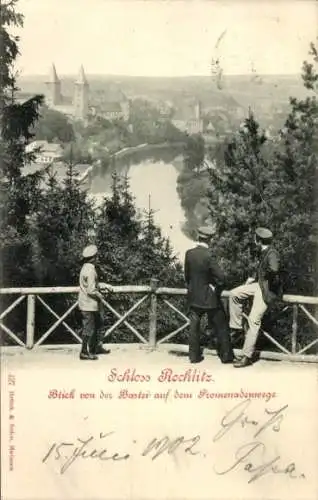 Ak Rochlitz an der Mulde, Schloss, Blick von der Bastei auf dem Promenadenwege