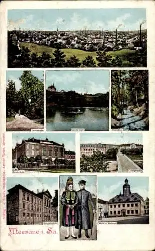 Ak Meerane in Sachsen, Stadtansicht, Seen, Natur, Menschen, Architektur