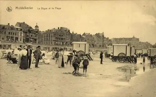 Ak Middelkerke Westflandern, La Plage, La Digue