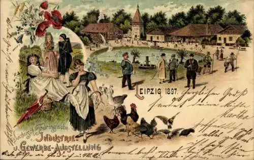 Ak Leipzig, Thüringische Industrie, Gewerbe-Ausstellung, EIPZIG 1897, Szenen vom Markt