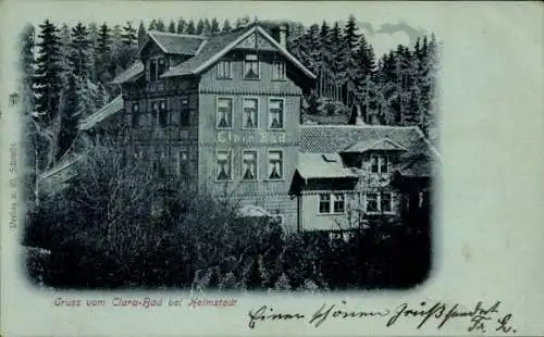 Ak Helmstedt in Niedersachsen, Clara-Bad, Waldlandschaft, s Gebäude, Gruss vom Clara-Bad