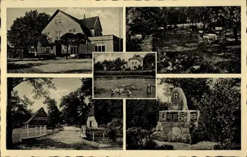 Ak Axstedt Niedersachsen, Gasthaus zur Linde, Aufenthaltsort, Schattiger Garten, Spielwiese
