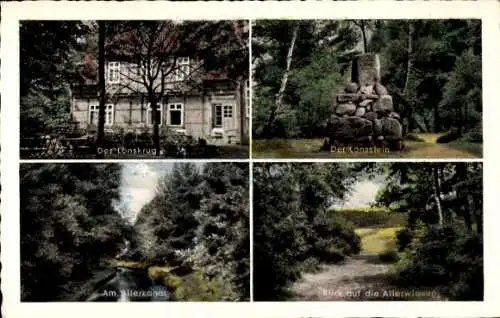 Ak Winkel Gifhorn in Niedersachsen, Lönskrug, Lönsstein, Allerwiesen, Allerkanal