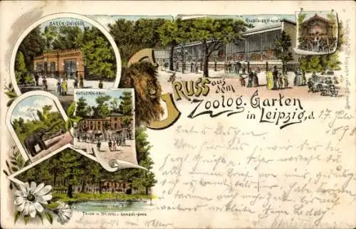 Ak Leipzig, Zoologischer Garten, Bärenzwinger, Raubtierhaus, Antilopenhaus