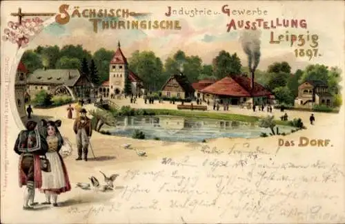 Ak Leipzig, Völkerschlachtdenkmal, Friedhofslandschaft, Gebäude, Teich, Ausstellungsveranstaltung