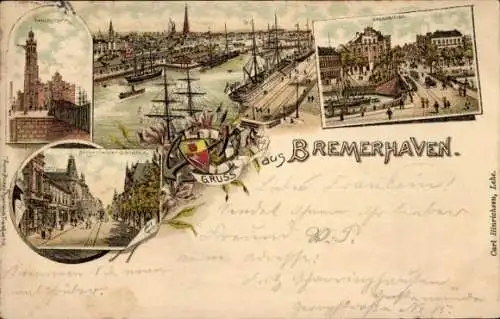 Ak Bremerhaven, Stadtansichten, Hafenansicht, Schiffe,  Gebäude