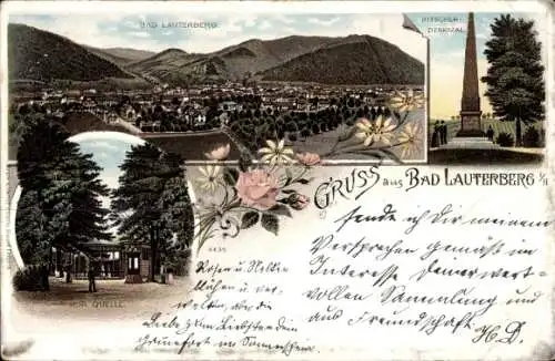 Ak Bad Lauterberg im Harz, Kurort, Berge, Ritscher-Denkmal, Blumen