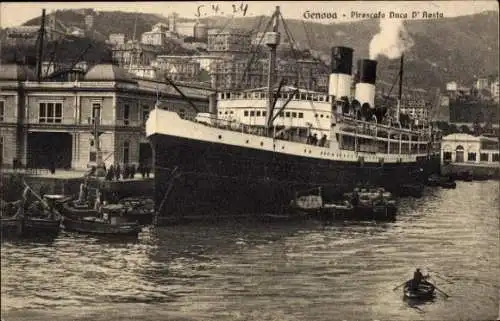 Ak Genova Genua Liguria, Schiff Duca D' Rosta, Hafenansicht,  