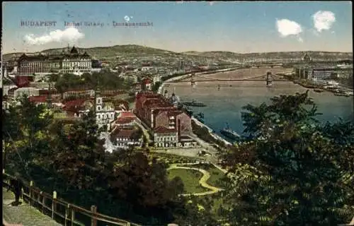 Ak Budapest Ungarn, Panoramablick auf die Donau, Stadtansicht,  Gebäude