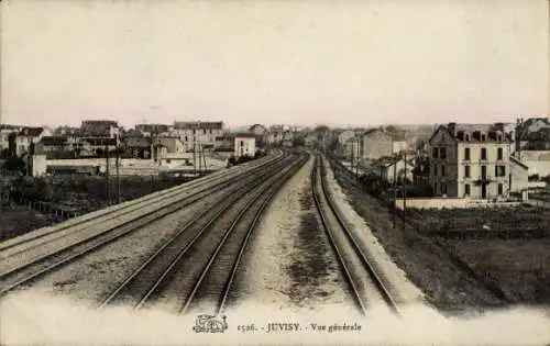 Ak Juvisy Essonne, Bahngleise, Häuser, Übersicht von Juvisy