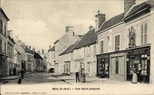 CPA Milly la Forêt Essonne, Rue Saint Jacques, Librairie