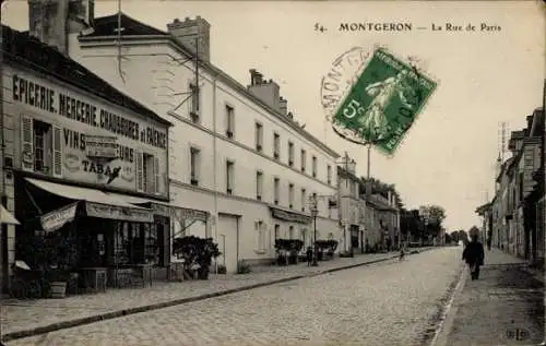 Ak Montgeron Essonne, Straße La Rue de Paris, Geschäfte,  