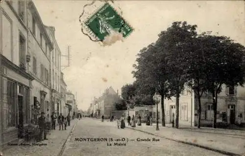 Ak Montgeron Essonne, Grande Rue, La Mairie, alte Gebäude,  aus Frankreich