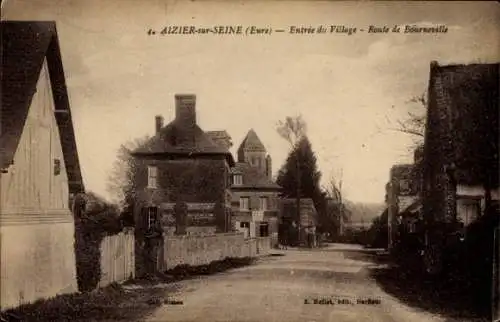 Ak Aizier Eure, Entrée du Village, Route de Bourneville