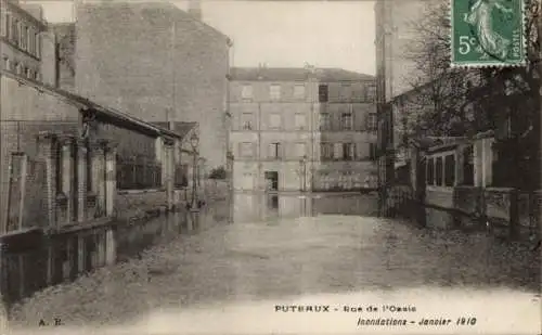 Ak Puteaux Hauts de Seine, Flutwasser, Rue de l'Oasis, Januar 1910,  Aufnahme