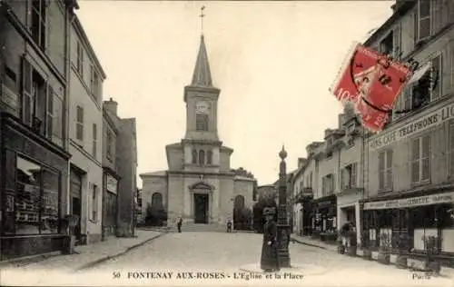 Ak Fontenay aux Roses Hauts de Seine, Kirche und Platz, Stadtansicht, Architektur, Paris