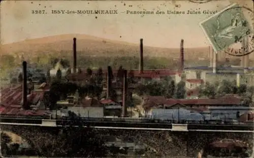 Ak Issy les Moulineaux Hauts de Seine, Panorama des Usines Jules Gével