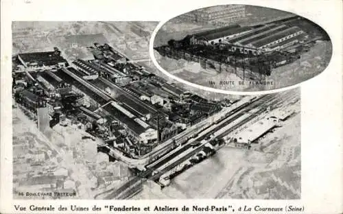 Ak La Courneuve Seine Saint Denis, Ansicht der Fonderies und Ateliers de Nord-Paris, Industrieanl