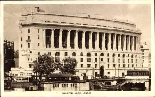 Ak South Bank London City, Unilever House, beeindruckendes Gebäude, klassische Architektur, Stadt