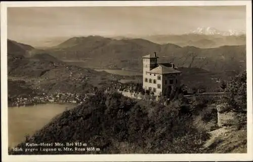 Ak Lugano Kanton Tessin Schweiz, Kulm-Hotel, Blick auf  Berge,  