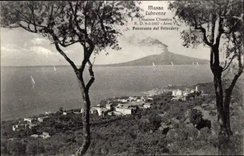 Ak Massa Lubrense Neapel Campania, Berg Vesuv, Küstenlandschaft, Bäume, Panoramablick