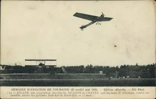 CPA Semaine d'aviation de Touraine, 30 avril-5 mai 1910, Kuller, monoplan Antoinette