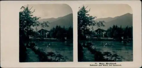 Stereo Foto Grainau in Oberbayern, Badersee und Hotel
