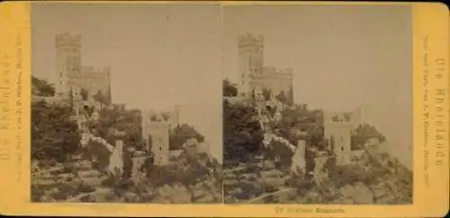 Stereo Foto Niederheimbach am Rhein, Schloss Sonneck, Burg Sonneck