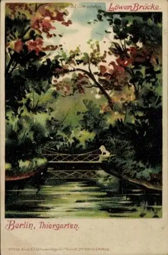 Halt gegen das Licht Ak Berlin Tiergarten, Löwenbrücke