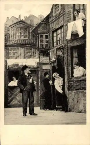 Ak Hamburg Mitte St Pauli, Heiligengeistfeld, Heiligen-Geist-Feld, Theater Szene, Spielbudenplatz