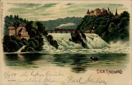 Halt gegen das Licht Litho Rheinfall Kanton Schaffhausen, Wasserfall