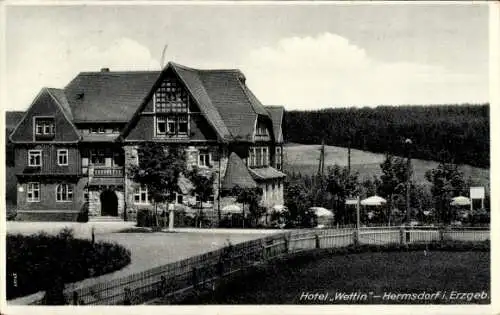 Ak Hermsdorf im Erzgebirge, Hotel Wettin, Inh. R. Rehn, Außenansicht