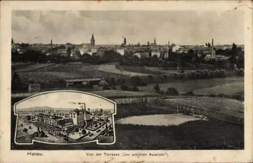 Ak Hanau am Main, Blick von der Terrasse zur schönen Aussicht