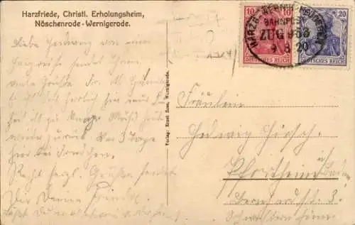 Ak Wernigerode Nöschenrode, Harzfriede, Christl. Erholungsheim