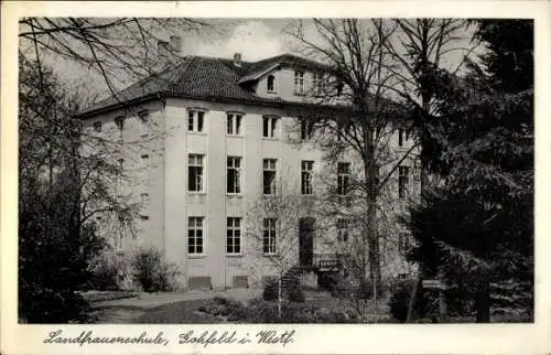 Ak Gohfeld Löhne in Westfalen, Landfrauenschule,  Gebäude, Bäume