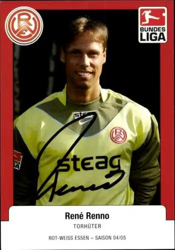 Autogrammkarte Fußballer René Renno, Rot Weiss Essen, Autogramm