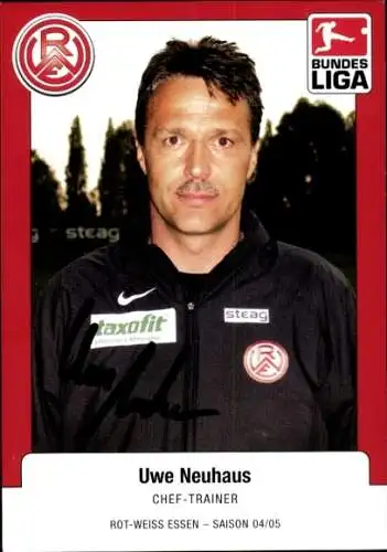 Autogrammkarte Chef Trainer Uwe Neuhaus, Rot Weiss Essen, Autogramm