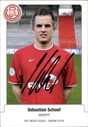 Autogrammkarte Fußballer Sebastian Schoof, Rot Weiss Essen, Autogramm