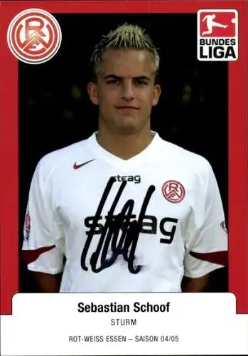 Autogrammkarte Fußballer Sebastian Schoof, Rot Weiss Essen, Autogramm