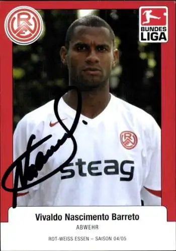 Autogrammkarte Fußballer Vivaldo Nascimento Barreto, Rot-Weiss Essen, Autogramm