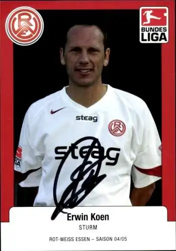 Autogrammkarte Fußballer Erwin Koen, Rot Weiss Essen, Autogramm