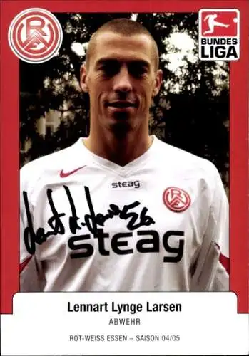 Autogrammkarte Fußballer Lennart Lynge Larsen, Rot Weiss Essen, Autogramm