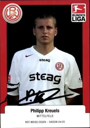 Autogrammkarte Fußballer Philipp Kreuels, Rot-Weiss Essen, Autogramm