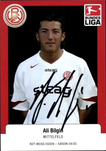 Autogrammkarte Fußballer Ali Bilgin, Rot-Weiss Essen, Autogramm