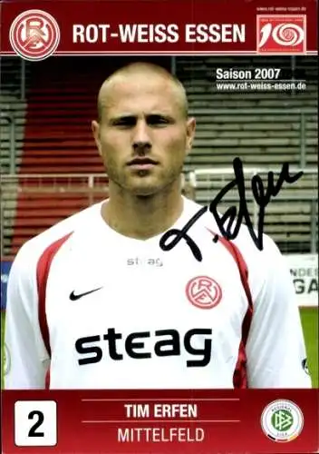 Autogrammkarte Fußballer Tim Erfen, Rot-Weiss Essen, Autogramm