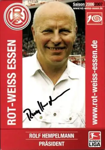 Autogrammkarte Präsident Rolf Hempelmann, Rot-Weiss Essen, Autogramm