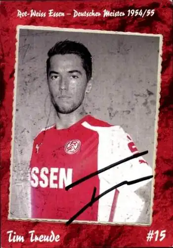 Autogrammkarte Fußballer Tim Treude, Rot Weiss Essen, Autogramm