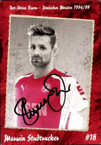 Autogrammkarte Fußballer Marwin Studtrucker, Rot Weiss Essen, Autogramm