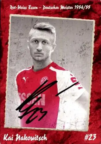 Autogrammkarte Fußballer Kai Nakowitsch, Rot Weiss Essen, Autogramm